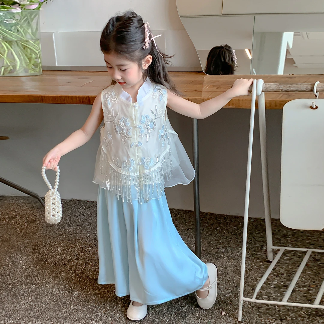 女童套装夏季2025新款洋气女孩宝宝国风两件套儿童夏装新中式汉服