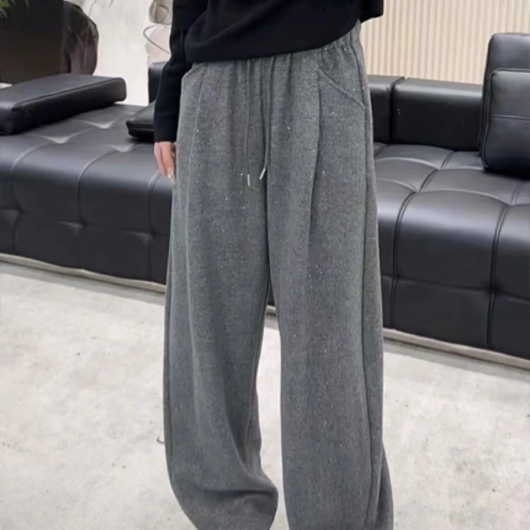 闪闪直筒休闲阔腿裤