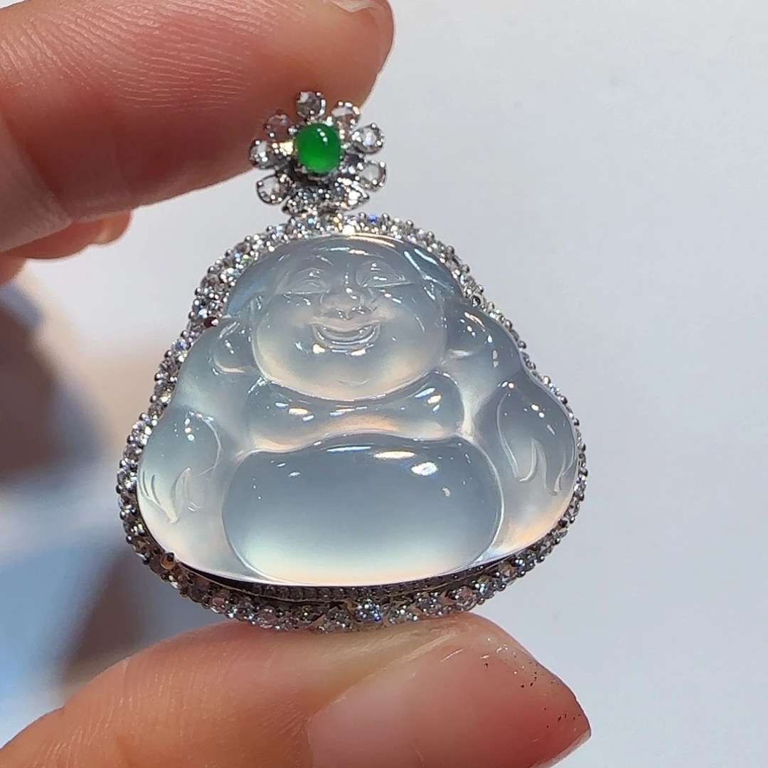 翡翠18K金镶嵌吊坠(不含链)佛公