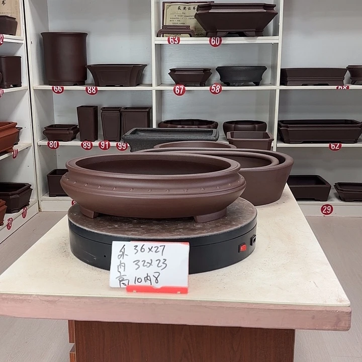 花盆紫砂弓肚椭圆
