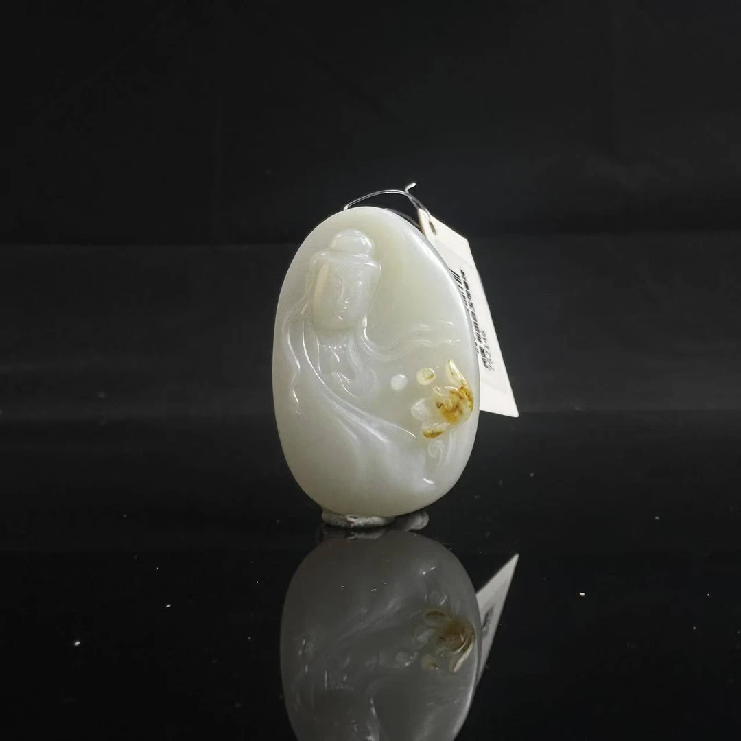 和田玉白玉观音牌752146