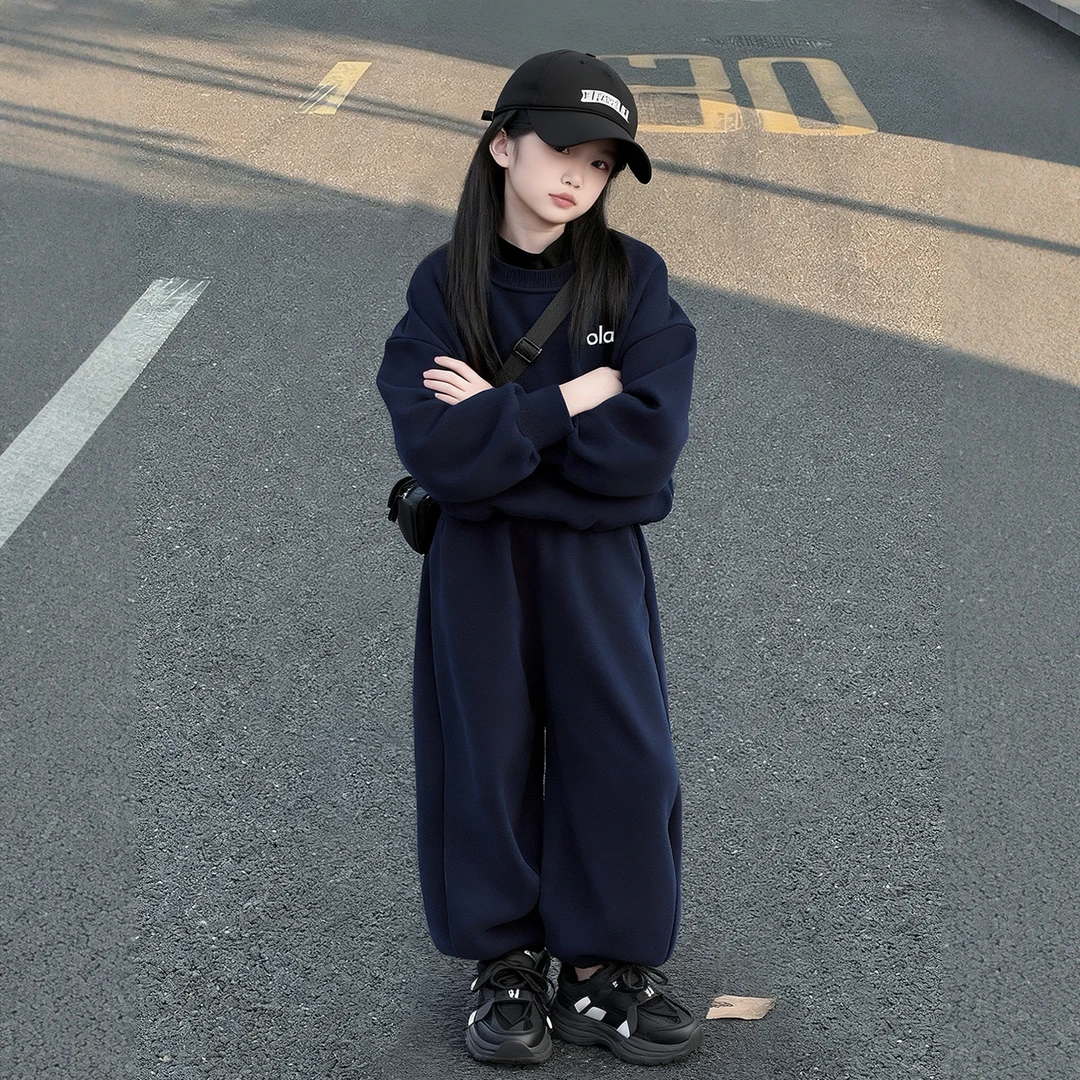 女童秋套装2025新款洋气儿童衣服女孩秋季初中生女孩休闲运动服潮