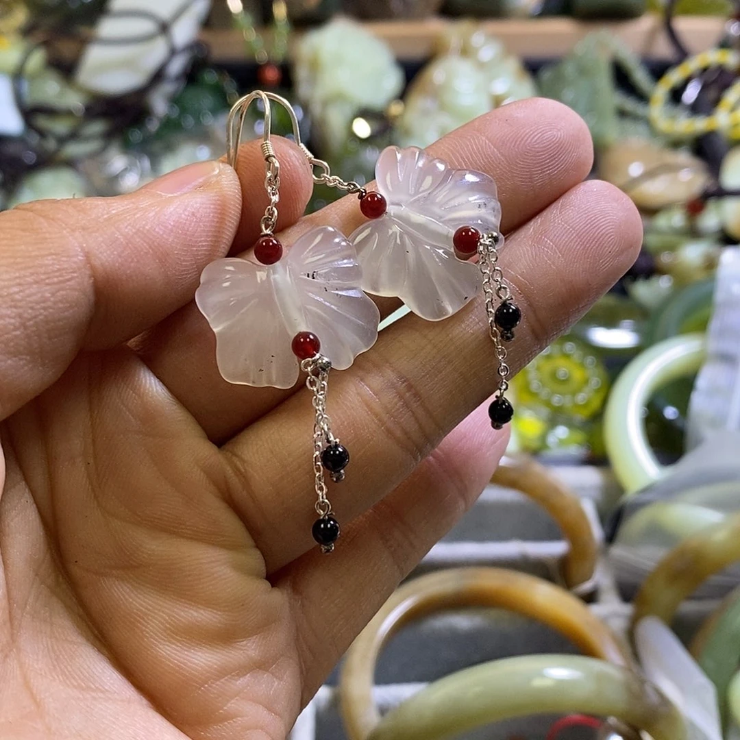 岫玉未镶嵌手镯耳环