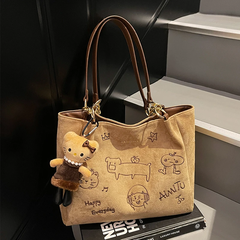 艾米兔女包2025新款复古美拉德色大容量百搭质感休闲单肩托特包