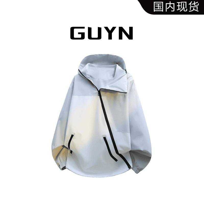 【品牌现货】GUYN连帽冲锋衣男士春秋季潮流百搭宽松户外防风夹克