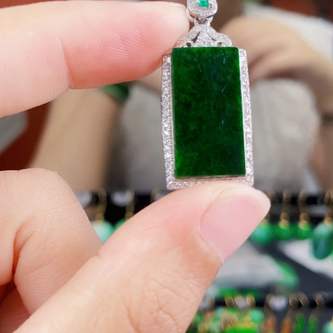 翡翠银S925镶嵌耳饰