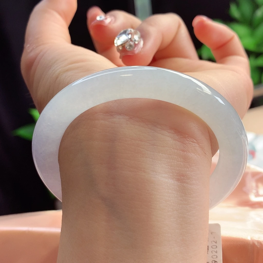 未镶嵌手镯翡翠58-59圈口白冰至纯至净零毛孔19号