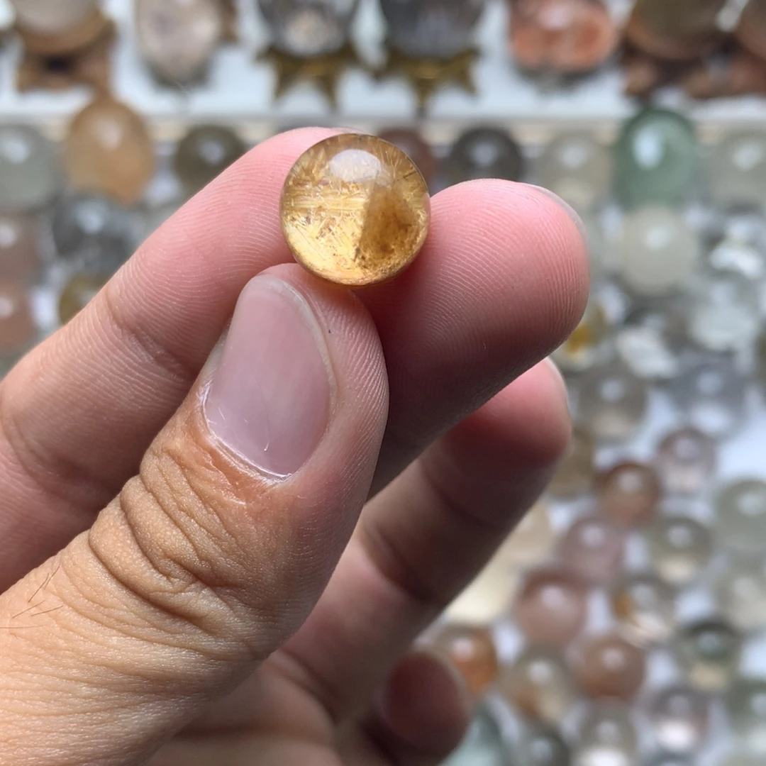 l***y未镶嵌珠宝半成品水晶金云母球