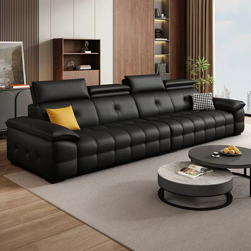 茗粤劳伦斯沙发意式现代直排头层真皮现代简约客厅现代直排沙发