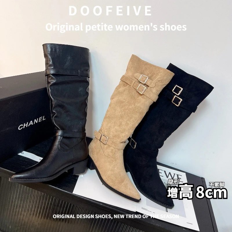 朵菲雯DOOFEIVE~时装靴不累脚粗跟时尚高筒靴高跟女鞋长筒马丁靴