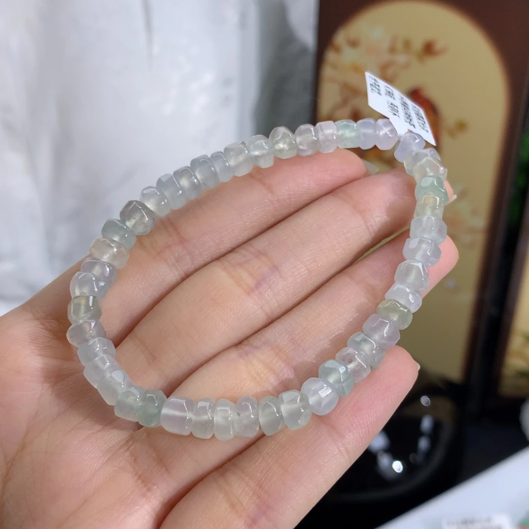 翡翠未镶嵌手串冰胶马卡龙随形手串