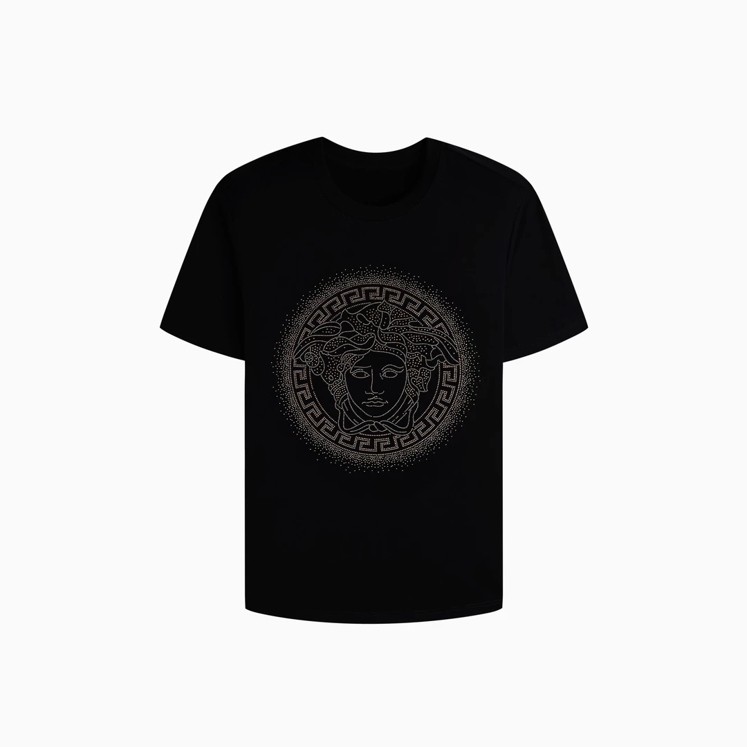 Vongfong春夏休闲运动男士T恤轻奢烫钻高级感男装正肩短袖