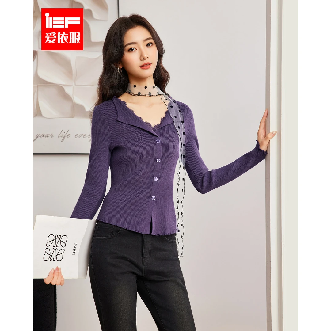 IEF/爱依服2025新款秋季温柔气质女人味设计感时尚毛针织上衣