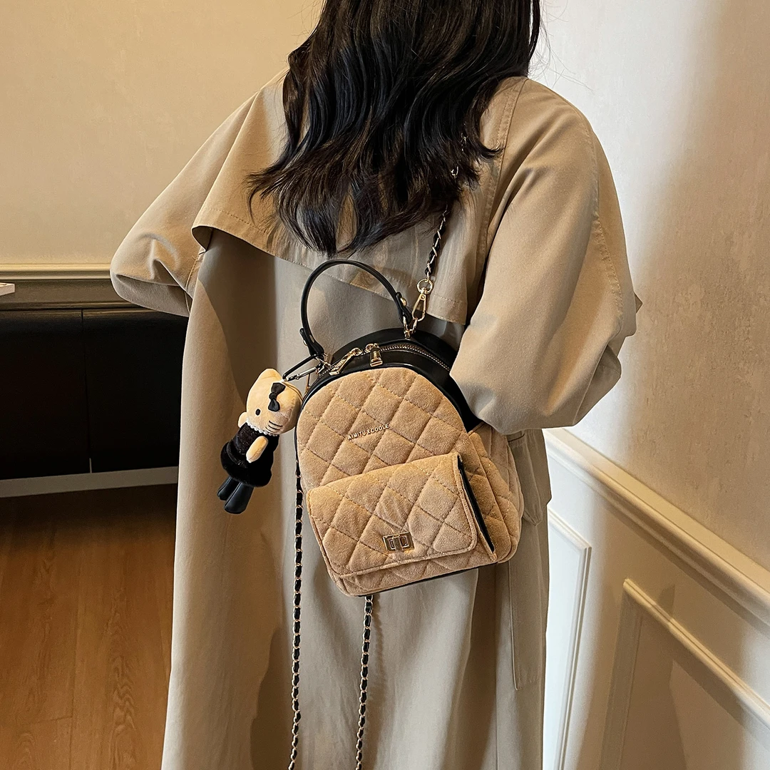 艾米兔女包2025新款单肩链条包质感斜挎简约菱格轻便手提包双肩包