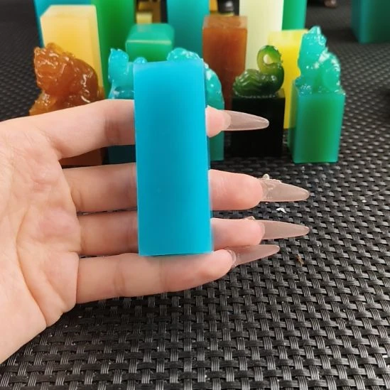 寿山石印石天空蓝扁章