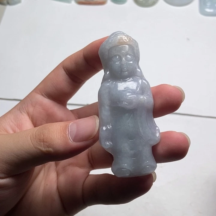 翡翠未镶嵌颈饰站佛13