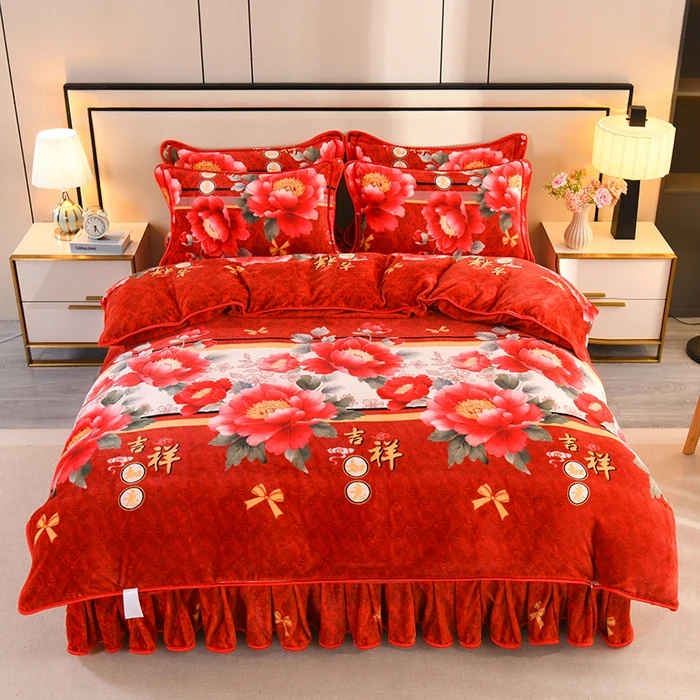 2025新款牛奶绒四件套加厚加密防静电套件双面绒加绒