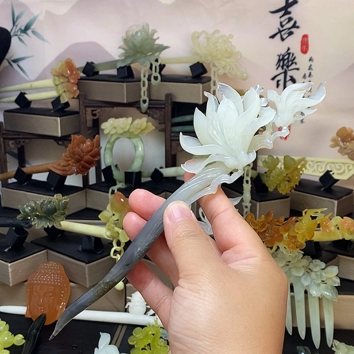 蛇纹石玉合金发饰