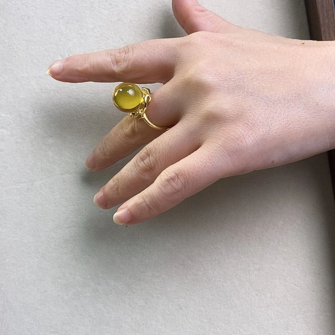 琥珀戒指银S925镶嵌000000000