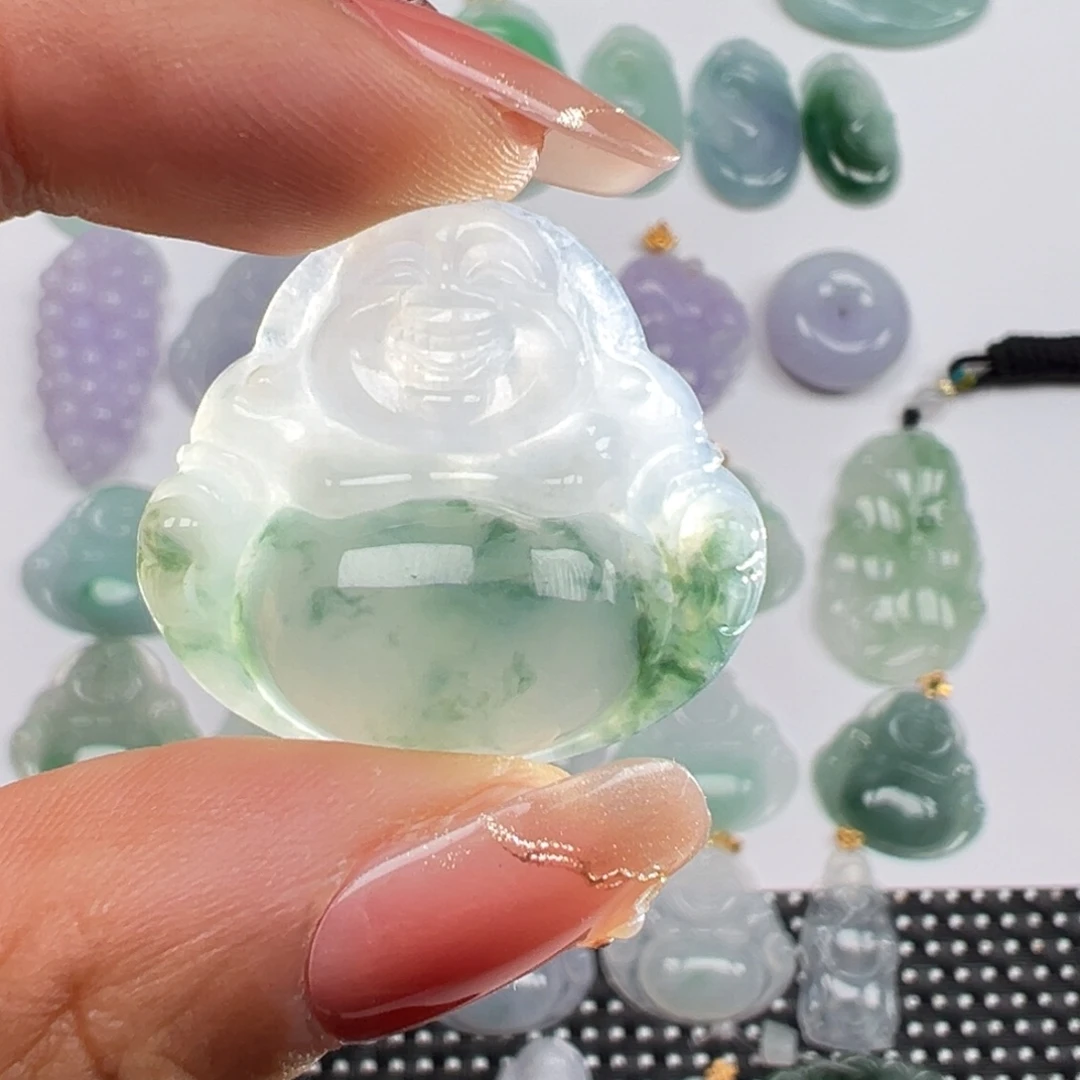 翡翠未镶嵌颈饰糯冰飘花佛公