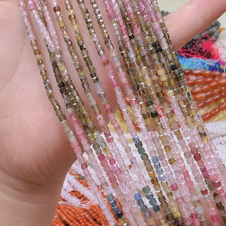 水晶珠宝半成品未镶嵌卡2×2渐变碧西方糖一条