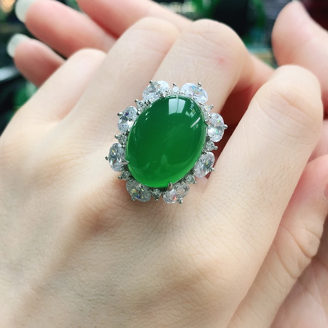 银S925镶嵌戒指玛瑙/玉髓