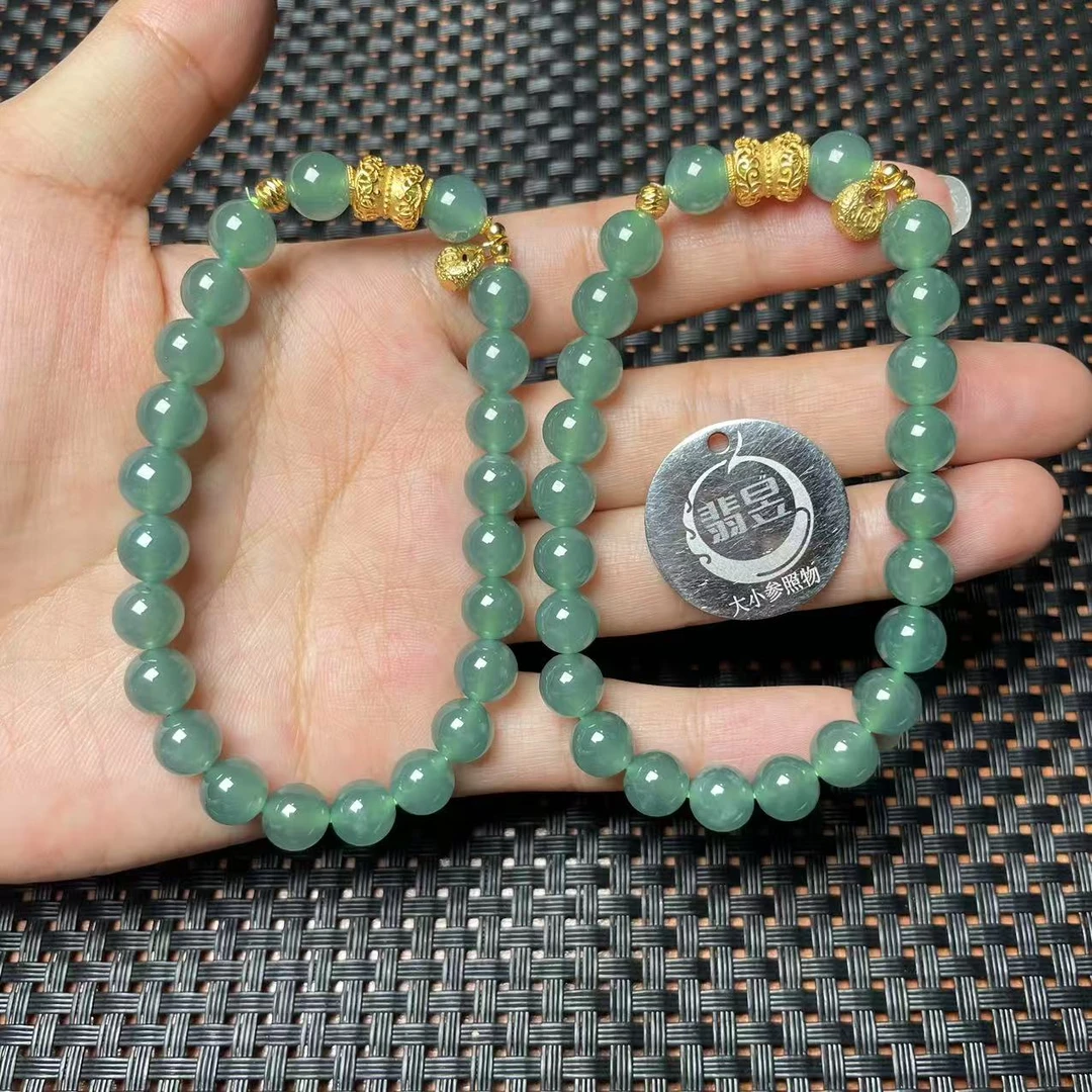 翡昱-N8-47321-天然A货翡翠手串/约8+/约23颗/多样性发其一