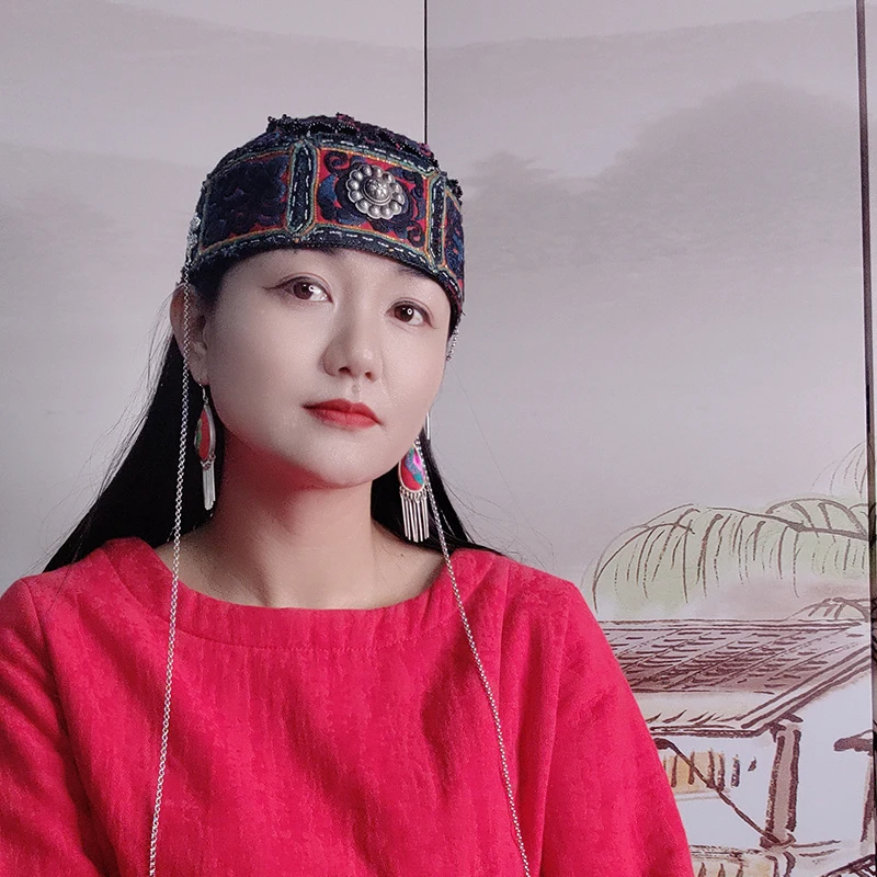 复古手工刺绣民族风浣溪沙帽子40