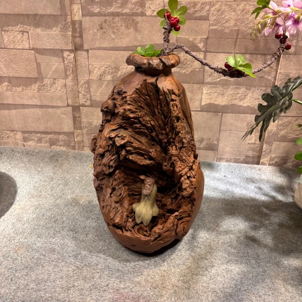 阴沉木实木侘寂风干花瓶