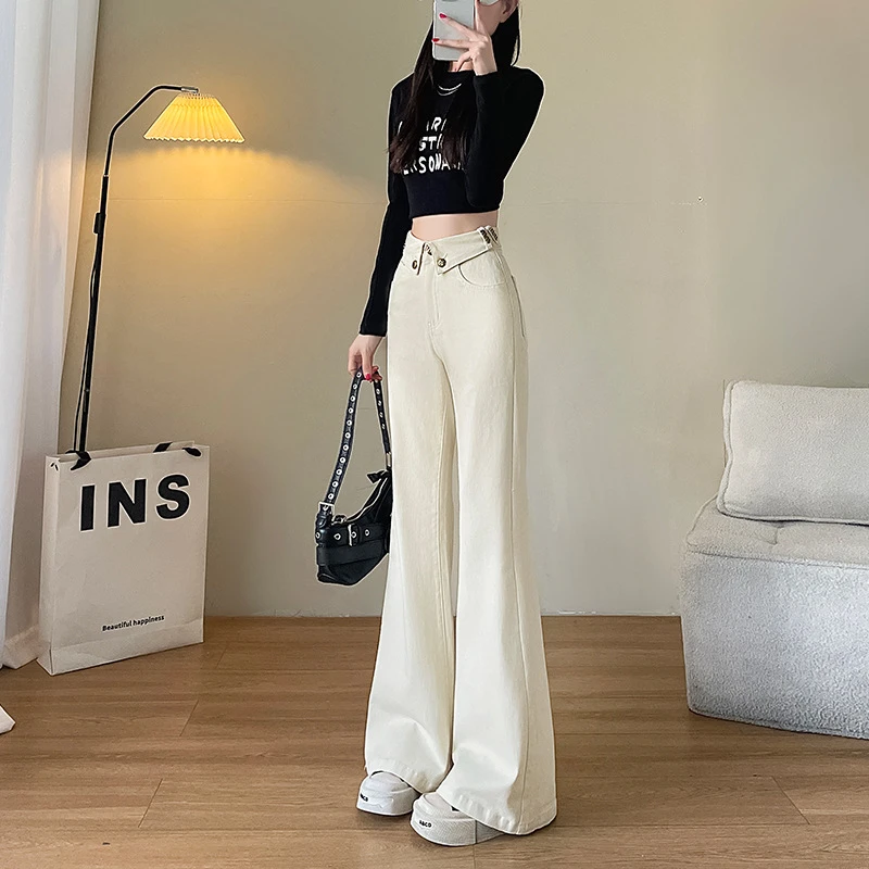 1700春夏款新款牛仔喇叭裤女高腰收腹弹力提臀显瘦牛仔微喇裤