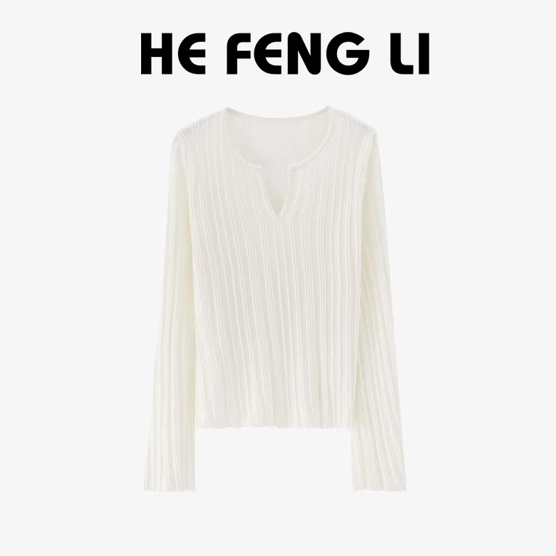 极简静奢短款时尚百搭长袖针织衫女2025新款早秋新款休闲百搭上衣