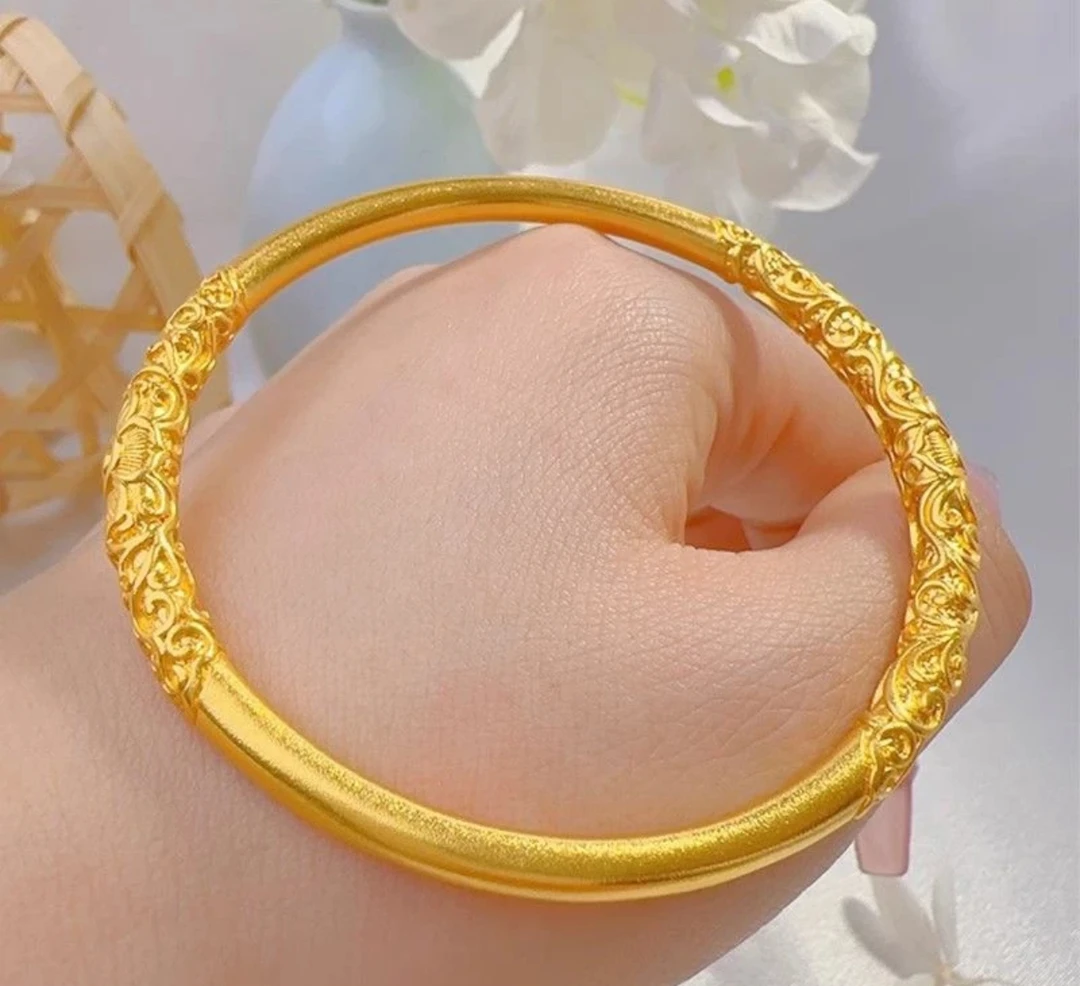 铜合金手镯 卷草纹手镯精工版 | 古法时尚实心