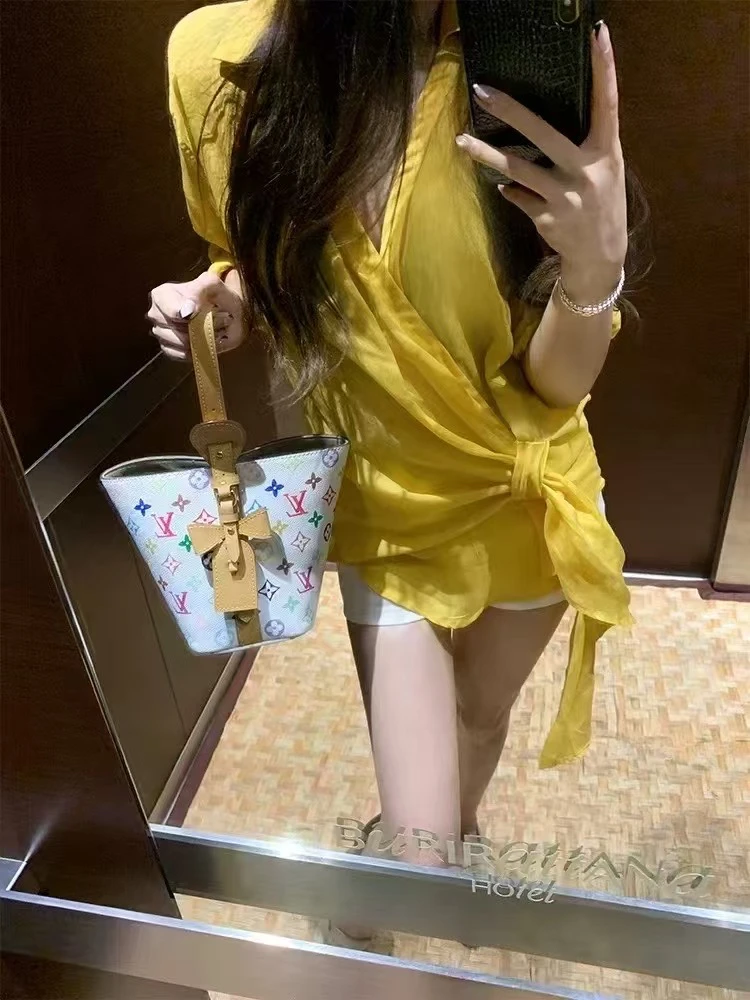 设计感绑带长袖防晒亚麻衬衫女夏季高级感轻奢小众上衣