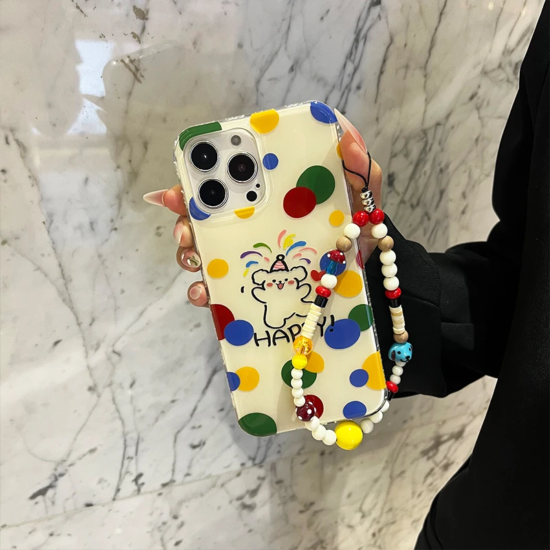 IMD波点happy小狗适用苹果16promax手机壳iPhone15/14/13保护套