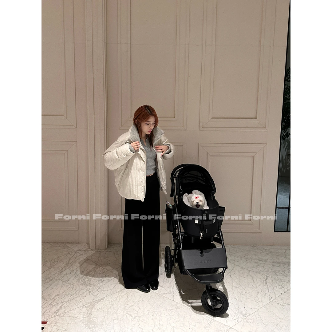 11月15日10:00 FORNI 软心面包 假两件针织翻领短款羽绒外套