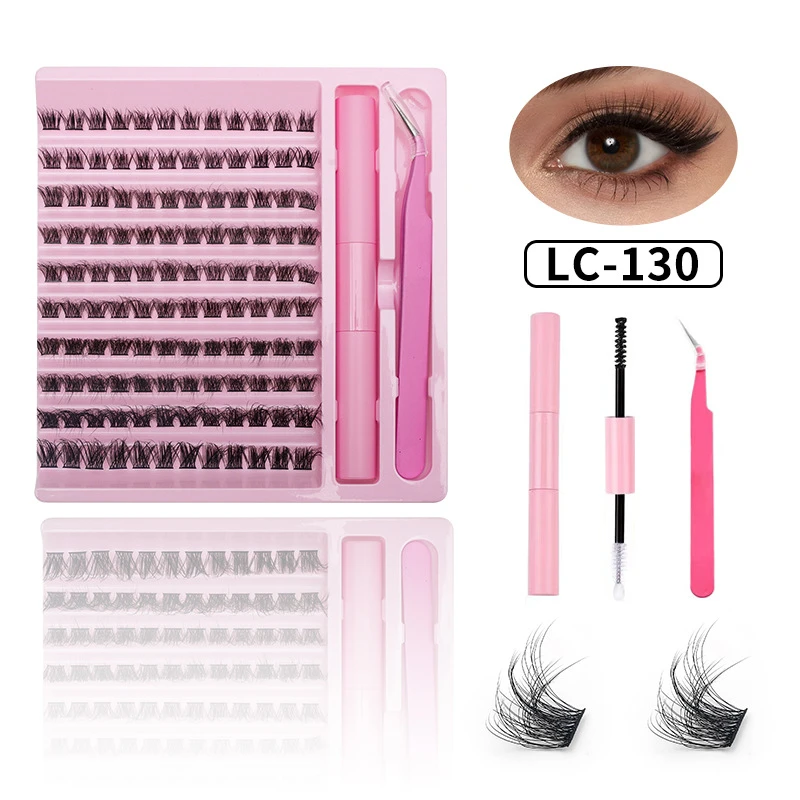 外贸跨境浓密假睫毛胶水镊子套装D曲卷翘热熔嫁接朵毛混装现货