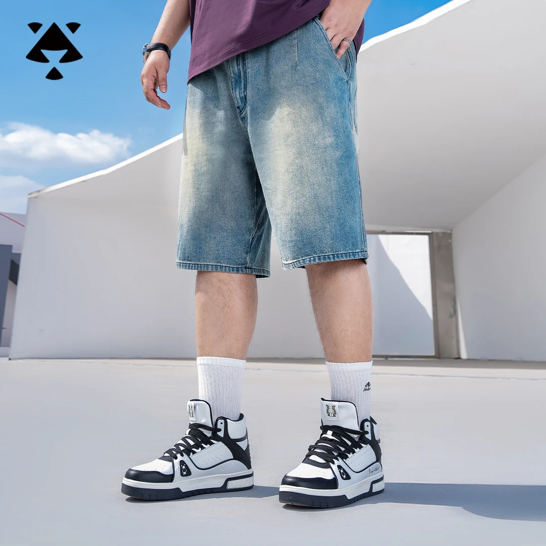 【菱形裆-牛仔五分裤】森老板大码男装夏季男士短裤宽松直筒牛仔裤