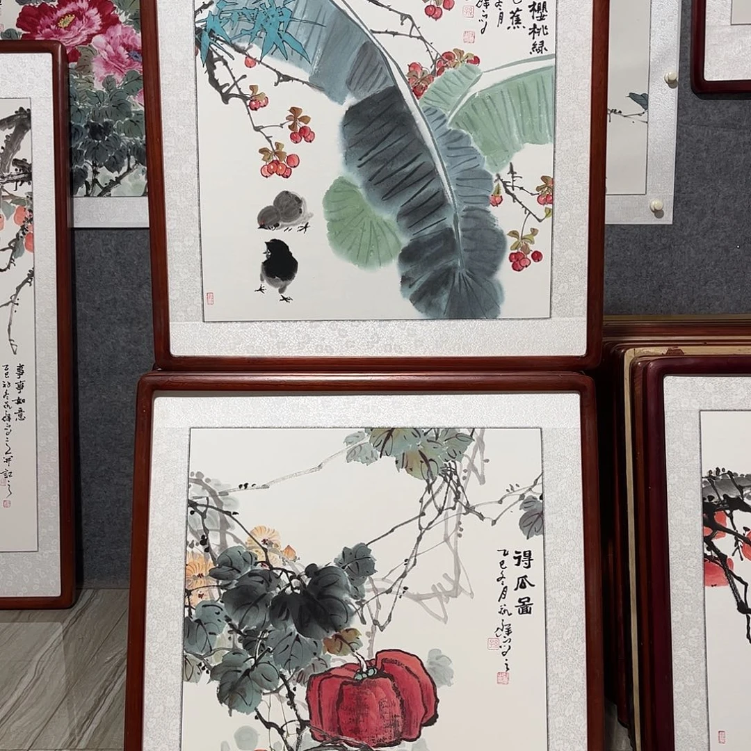 国画书画作品带框63×63