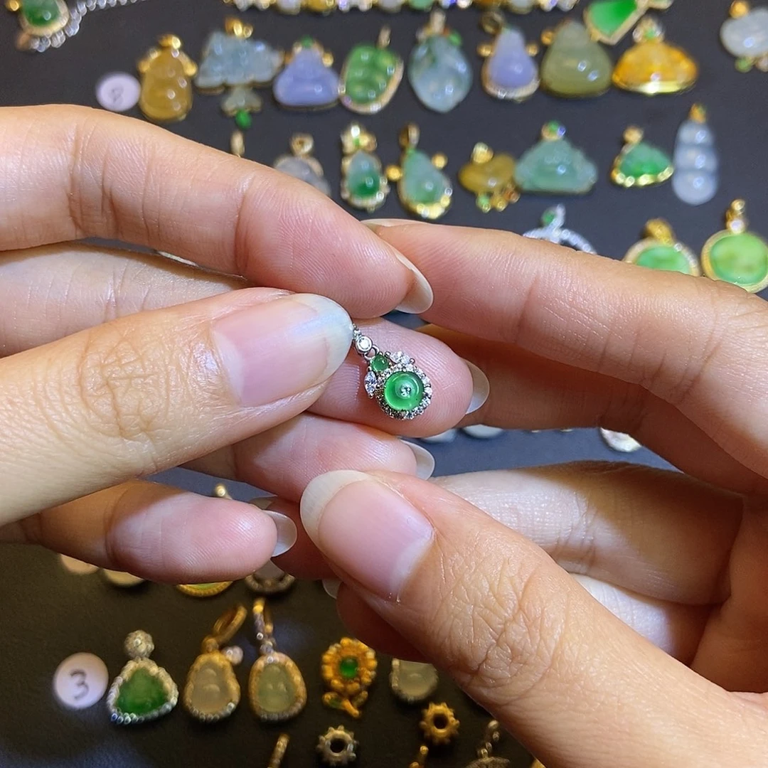 翡翠银S925镶嵌吊坠(不含链)