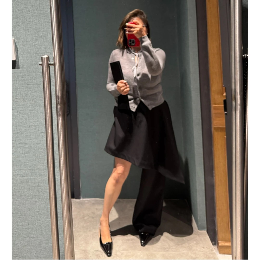 COCOLINDA | 绵羊毛不规则单腿裙裤Q3370