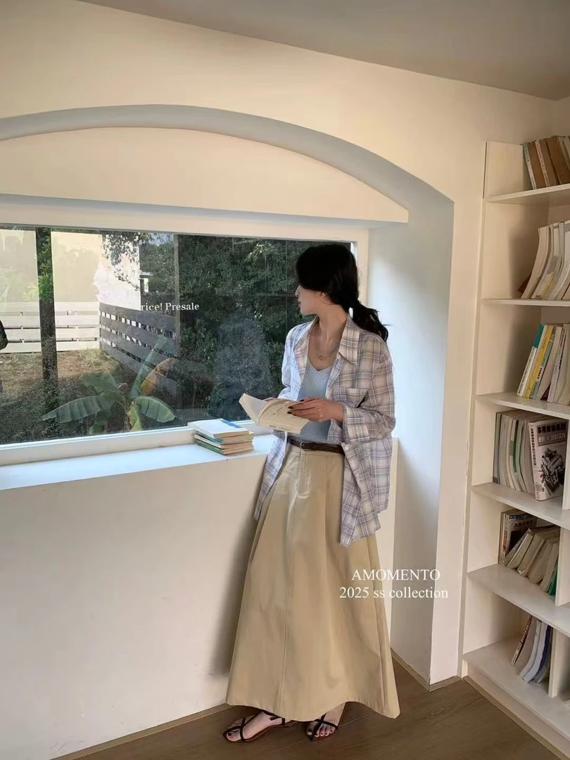 4801号#9128纯色韩系半弹力腰显瘦半身裙