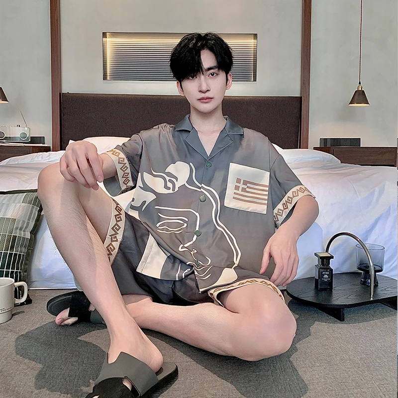睡衣男短袖冰丝夏季2025年新款高级感青少年时尚短裤可外穿居家服