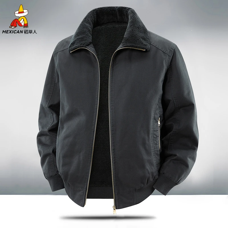 稻草人冬季男士纯棉棉服外套防风保暖上衣服男装棉衣加绒加厚夹克