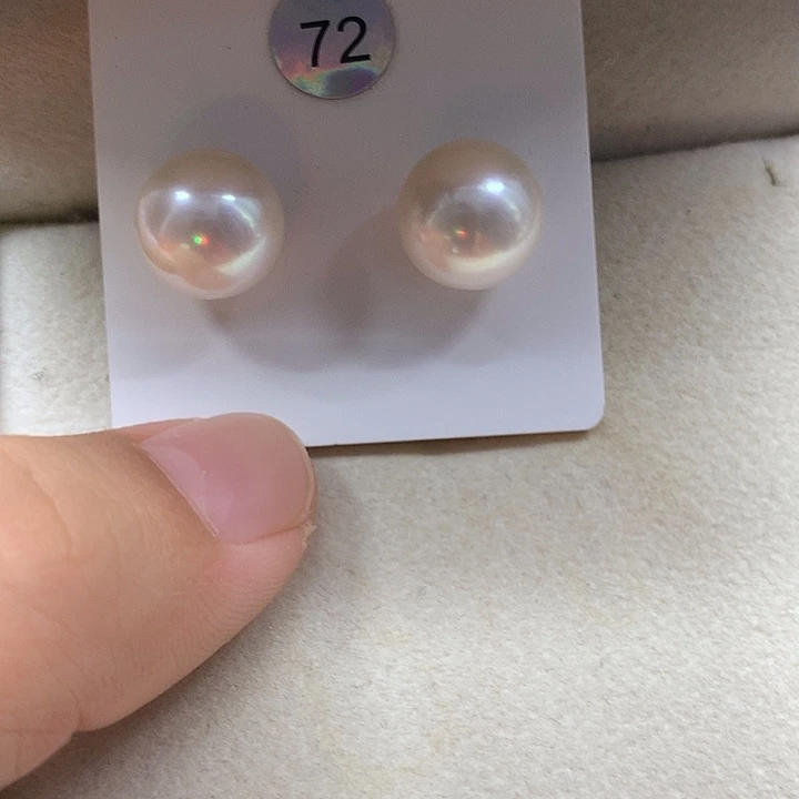 银S925镶嵌耳饰淡水珍珠12-13粉色
