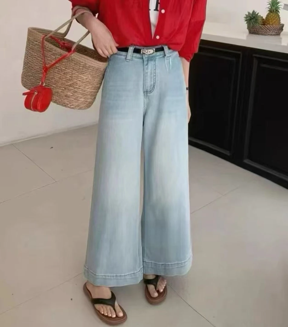 5221号8673#韩系百搭九分宽松显瘦牛仔裤