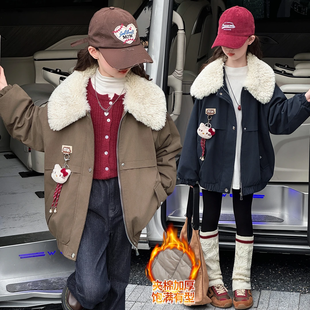 女童夹棉外套2025新款儿童冬季洋气风衣中大童深秋装加厚时髦上衣