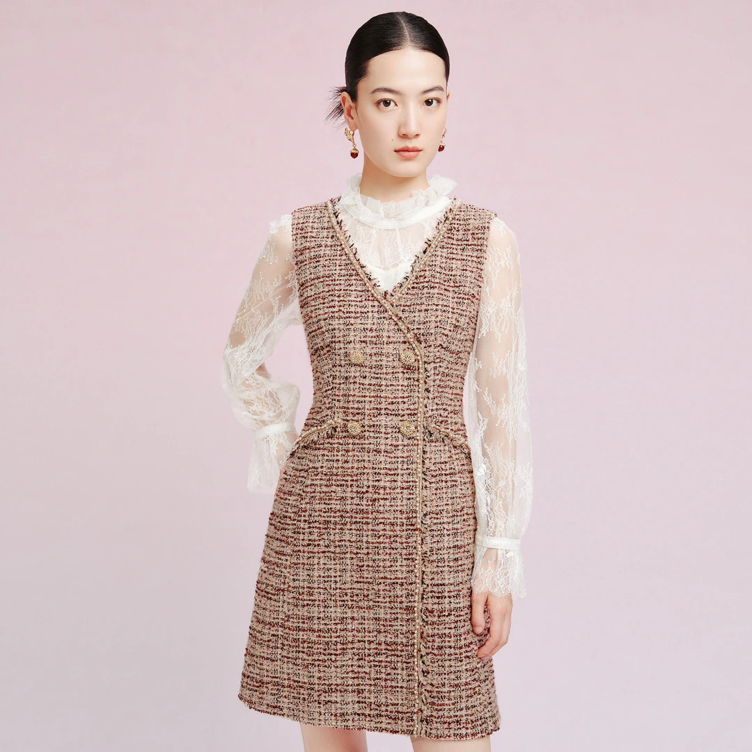 【晨粉专享价】小香风法式时尚无袖连衣裙高级感温柔优雅女士裙子