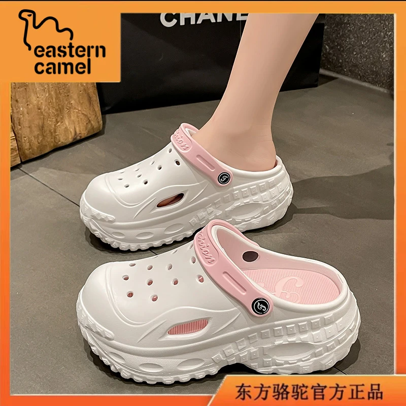 东方骆驼凉鞋女款夏季厚底耐磨防滑时尚休闲洞洞鞋女士踩屎感凉拖