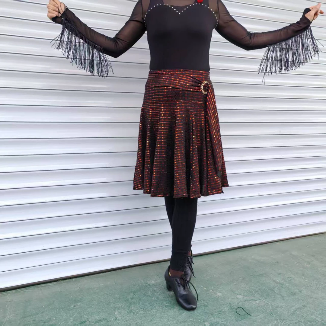 新款半身裙亮片片面料多种颜色选择时尚气质三步踩吉特巴舞裙好看