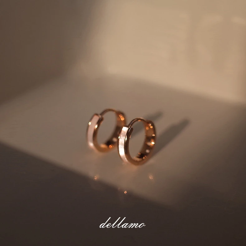 铜合金珐琅耳饰 925银针玫瑰色耳扣时尚轻奢设计感百搭气质F753